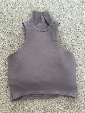 POPFLEX Sleeveless Ribbed Mock Neck Crop Top - Mauve